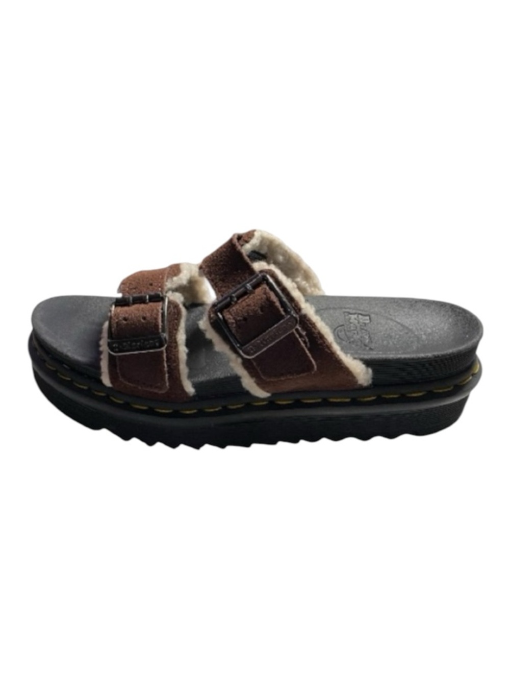 New Dr. Martens Myles Sandals Size 9 Brown Suede  Faux Fur Lined Docs Hippie